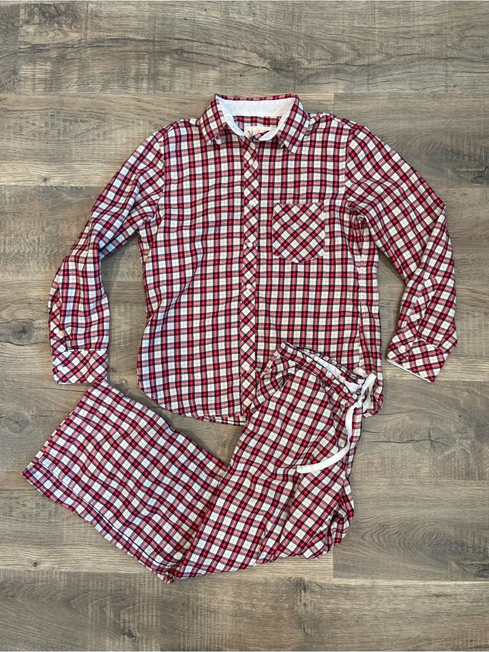 Womens S Victoria Secrets Single Stitch Red Plaid PJ Set 100% Cotton/Silk Comfor